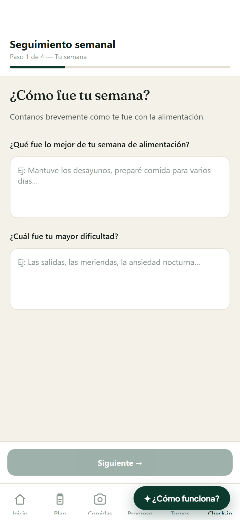Check-in semanal